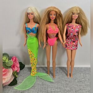 Vintage Barbie Doll Lot Of 3 Mattel 1990s